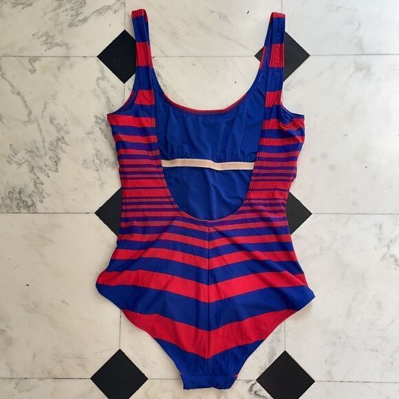 DKNY Red & Blue Striped One Piece Swimsuit - Picture 4 of 6